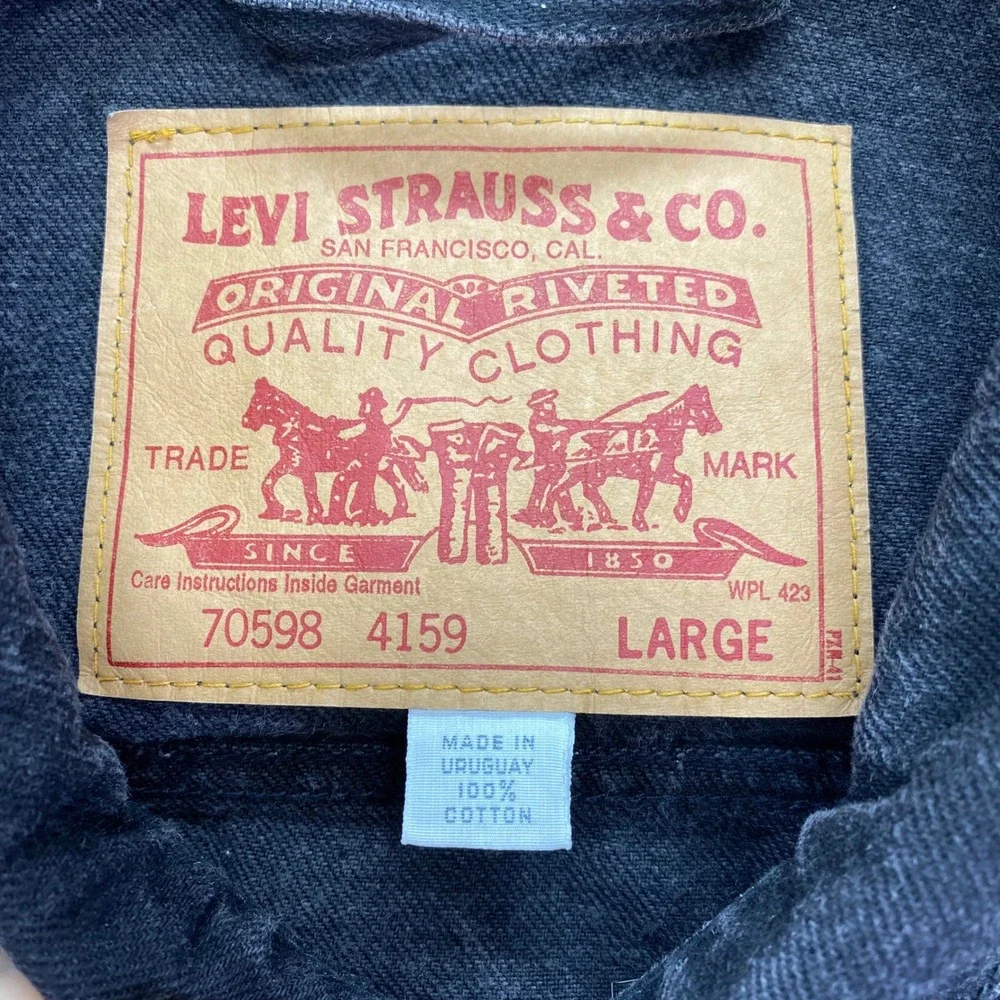 Levi's Denim Trucker Jacket Mens Large Black 70598-4159 Relaxed Fit Vintage 90's